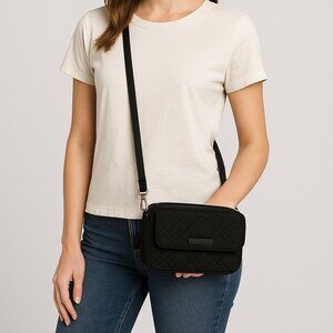 Vera Bradley RFID All-In-One Crossbody Wallet Black Quilted‎